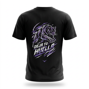 Polo negro estampado «Deja tu huella»